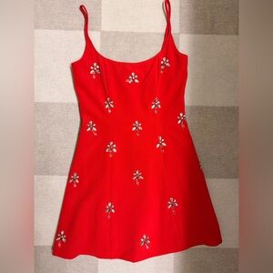 Gianni Bini Vibrant Red Dress with Crystal Accents